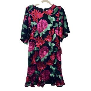 NWT Ivy City Co. Floral Sequin Dress with Ruffle Hem size XS